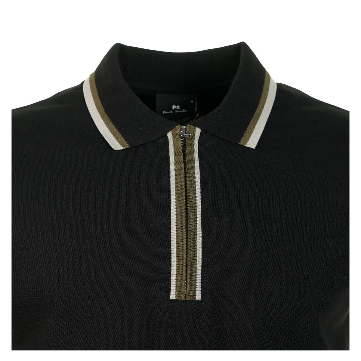 Regular Fit Short Sleeve Placket Detail Zip Polo Shirt Black