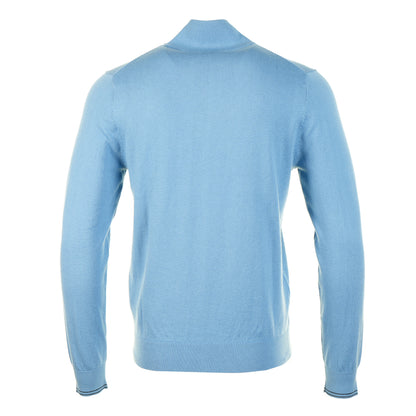 Knitted Zebra Quarter Zip Jumper 40 Light Blue