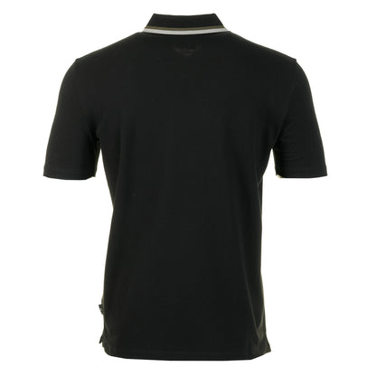 Regular Fit Short Sleeve Placket Detail Zip Polo Shirt Black