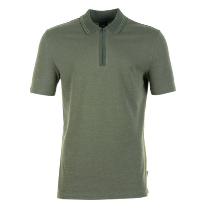 Zip Polo Shirt Stitch Bottle Green
