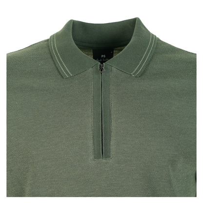 Zip Polo Shirt Stitch Bottle Green