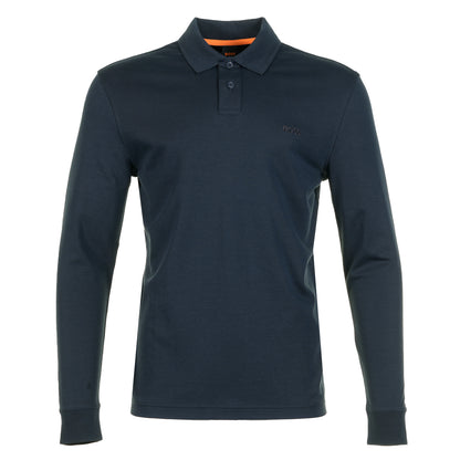 Pe Interlock Long Sleeve Polo Shirt Dark Blue
