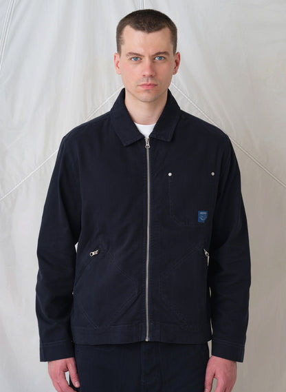 Man wearing Pexwear Mechanics Jacket in Dark Navy