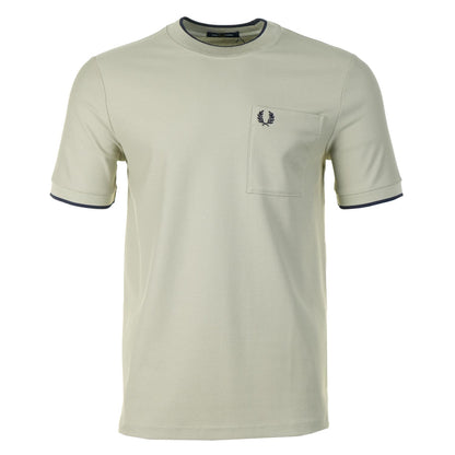 Pocket Detail Pique T Shirt Seagrass