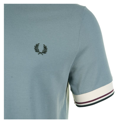 Tipped Cuff Pique T Shirt Stockport Blue