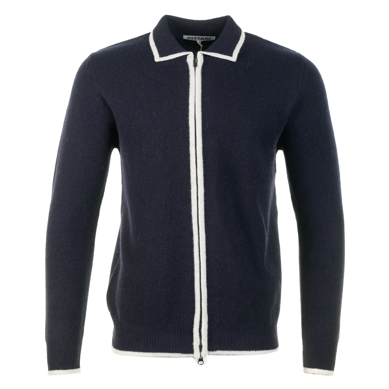 Lambswool Catch Full Zip Navy/Clay