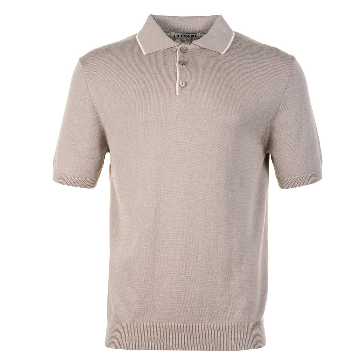 SS Knitted Polo Shirt Tipping Capuccino