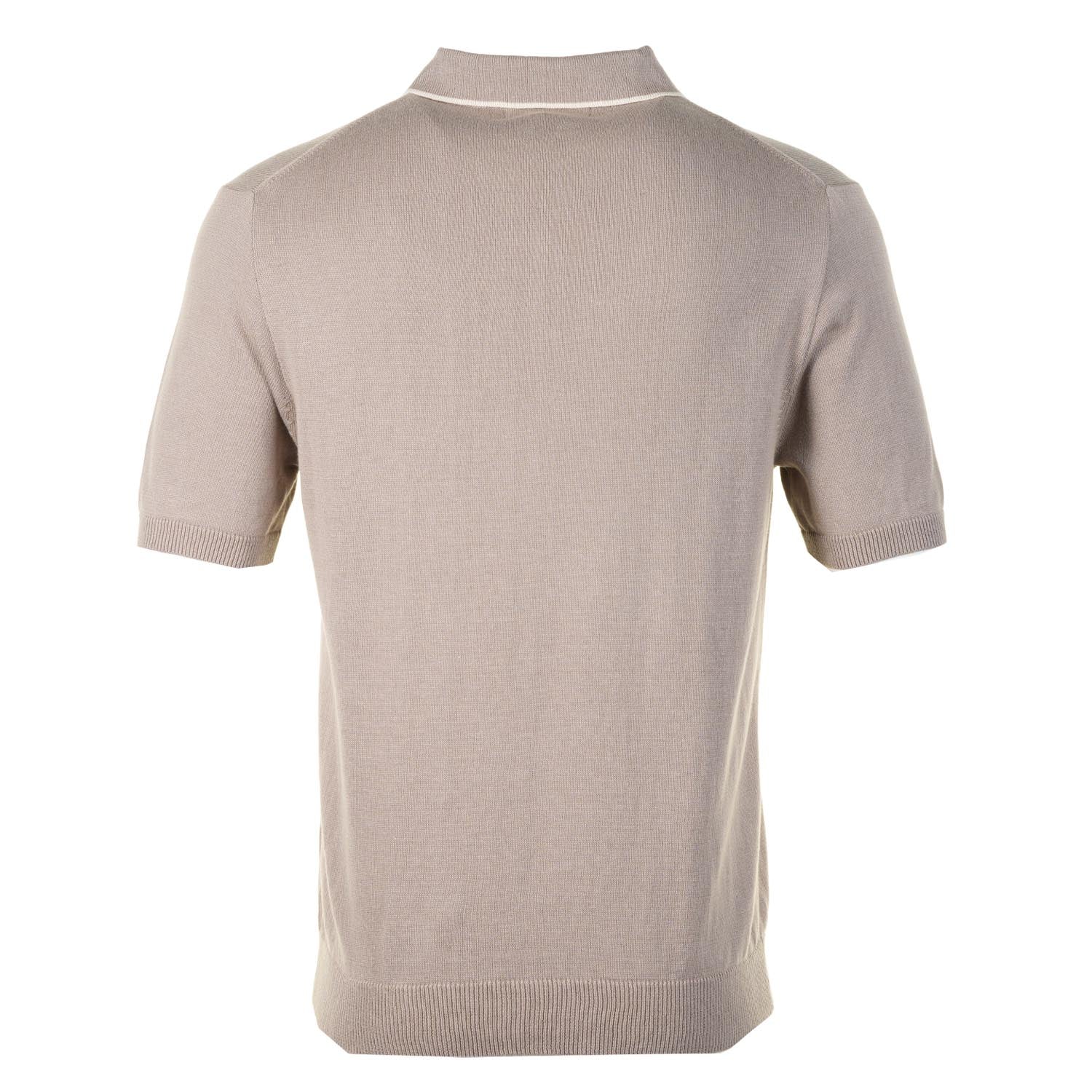 SS Knitted Polo Shirt Tipping Capuccino