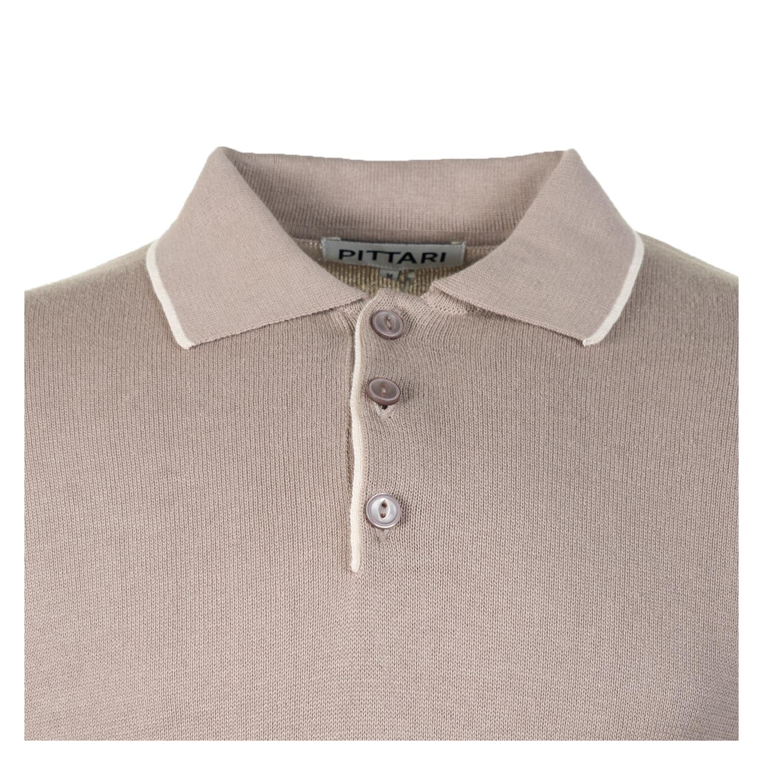 SS Knitted Polo Shirt Tipping Capuccino