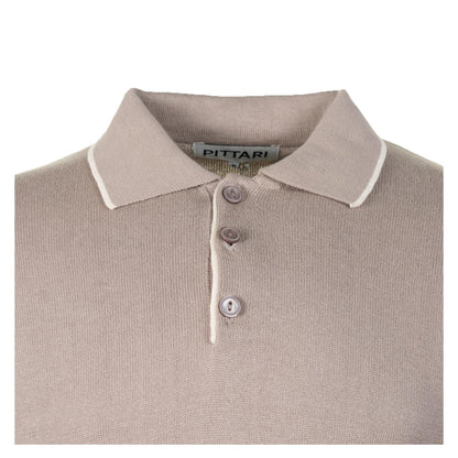 SS Knitted Polo Shirt Tipping Capuccino