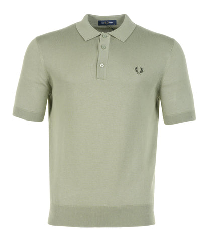Cotton Knitted Polo Shirt Olive Mint