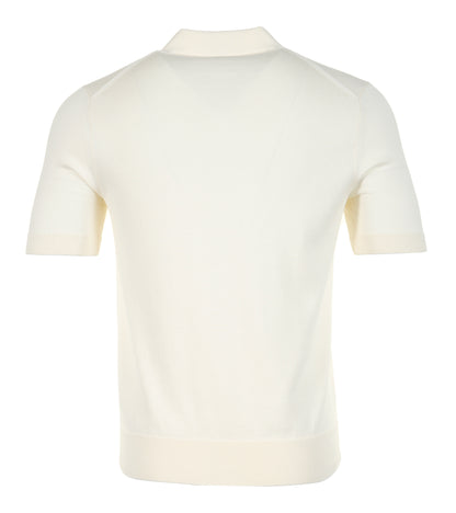 Cotton Knitted Polo Shirt Ecru