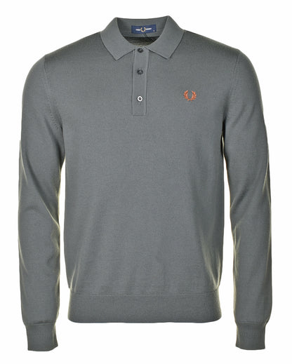 Knitted Long Sleeve Polo Shirt Field Green
