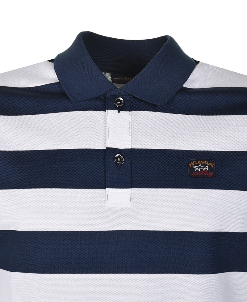 Short Sleeve Stripe Polo Shirt Navy White