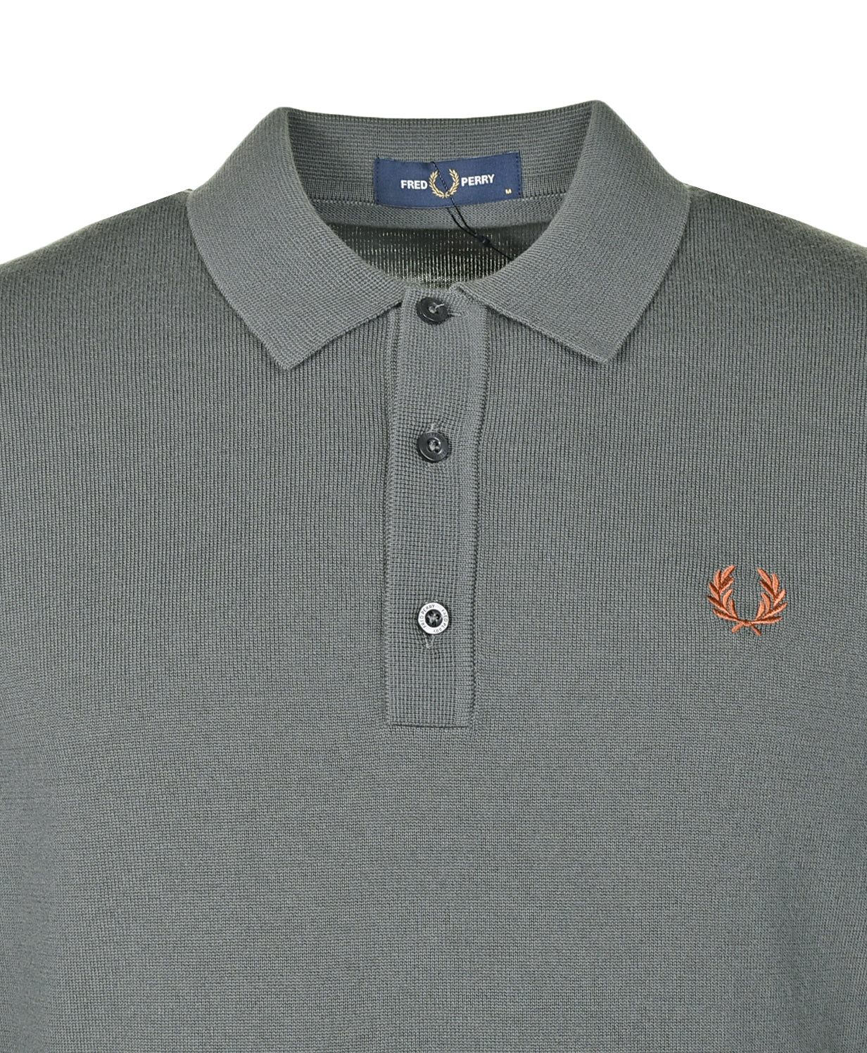 Knitted Long Sleeve Polo Shirt Field Green