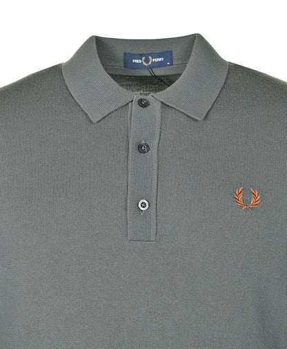 Knitted Long Sleeve Polo Shirt Field Green