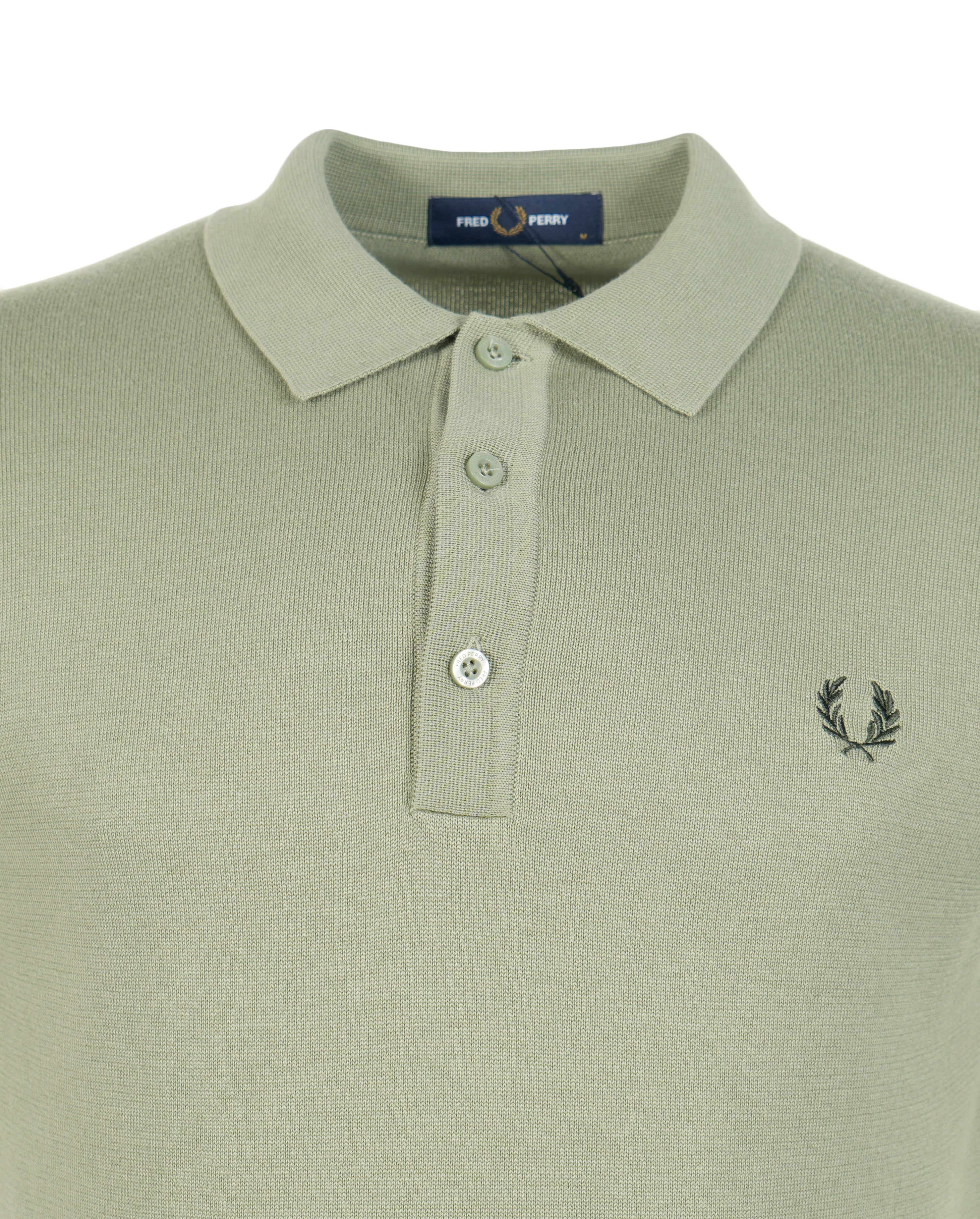 Cotton Knitted Polo Shirt Olive Mint