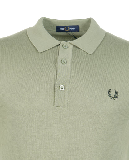 Cotton Knitted Polo Shirt Olive Mint