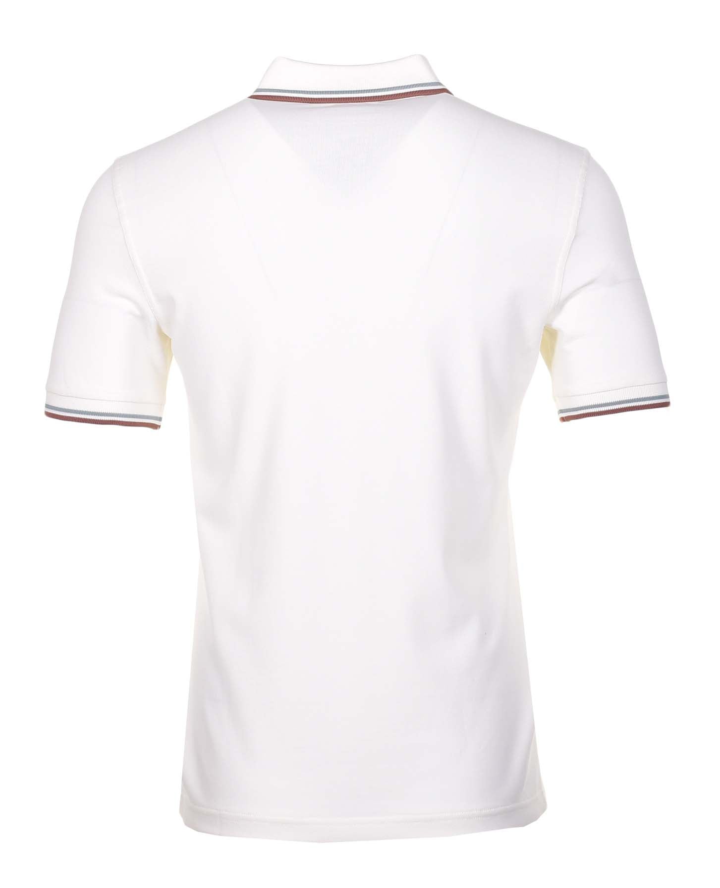 Short Sleeve Twin Tipped Polo Shirt Light Ecru Silver Cinnamon