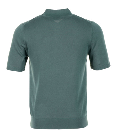 Knitted Short Sleeve  Zebra Badge Polo Shirt 37B Petrol Green