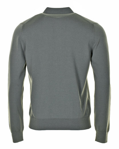 Knitted Long Sleeve Polo Shirt Field Green