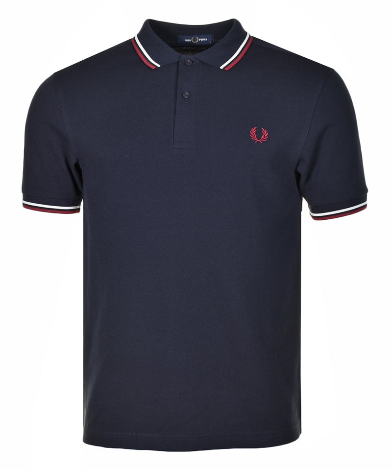 Twin Tipped Polo Shirt Navy Snow White Burnt Red