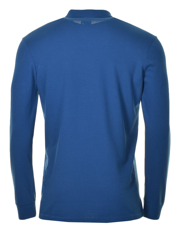 Regular Fit Long Sleeve Zebra Polo Shirt Cobalt Blue