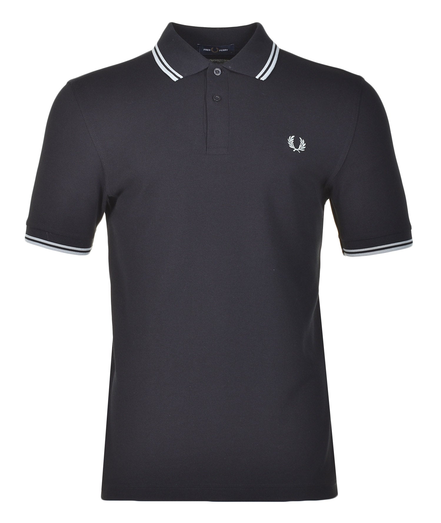 Short Sleeve Twin Tipped Polo Shirt Black Silver Blue