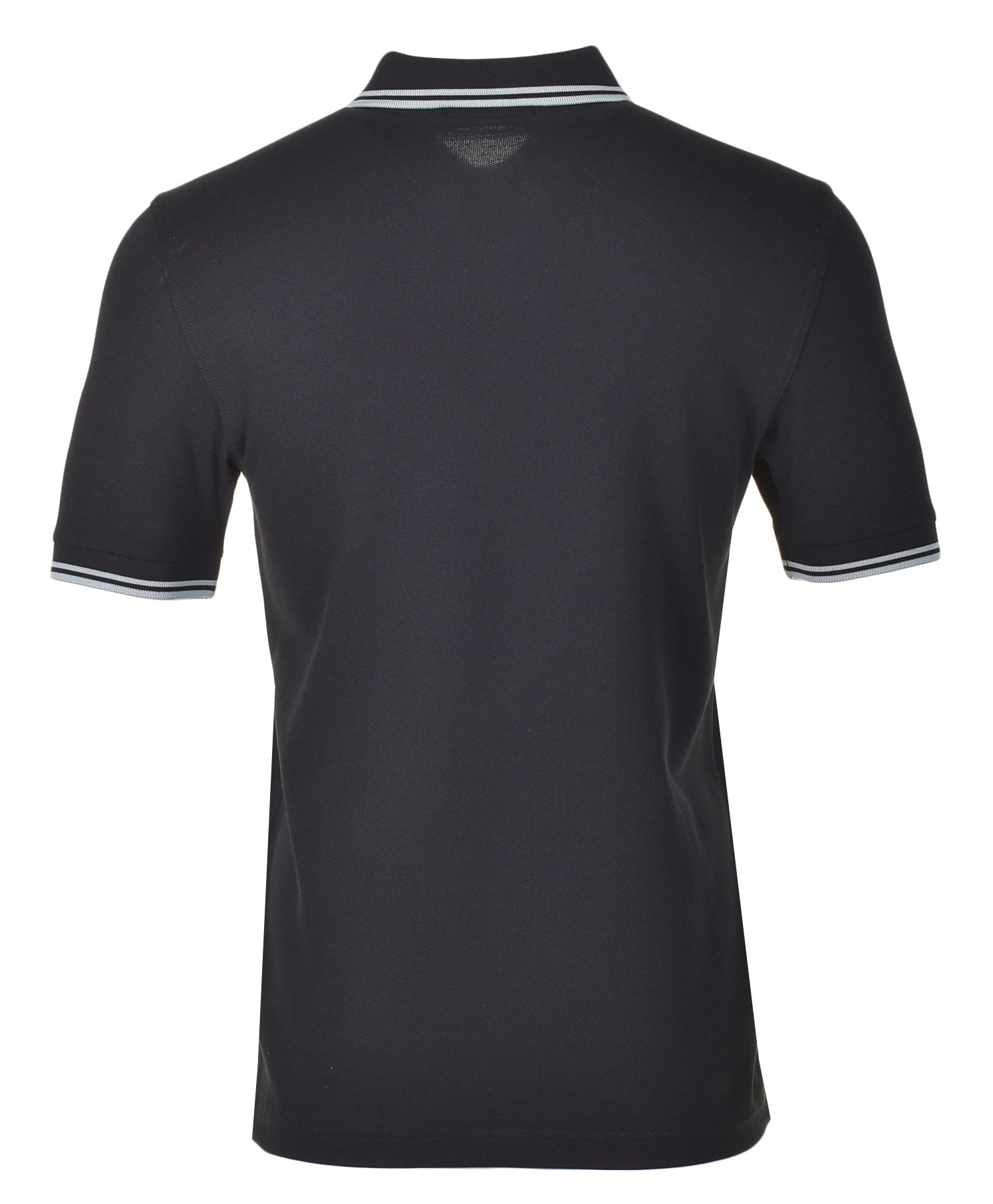 Short Sleeve Twin Tipped Polo Shirt Black Silver Blue