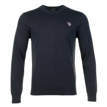 Knitted Zebra Crew Neck Jumper Very Dark Navy