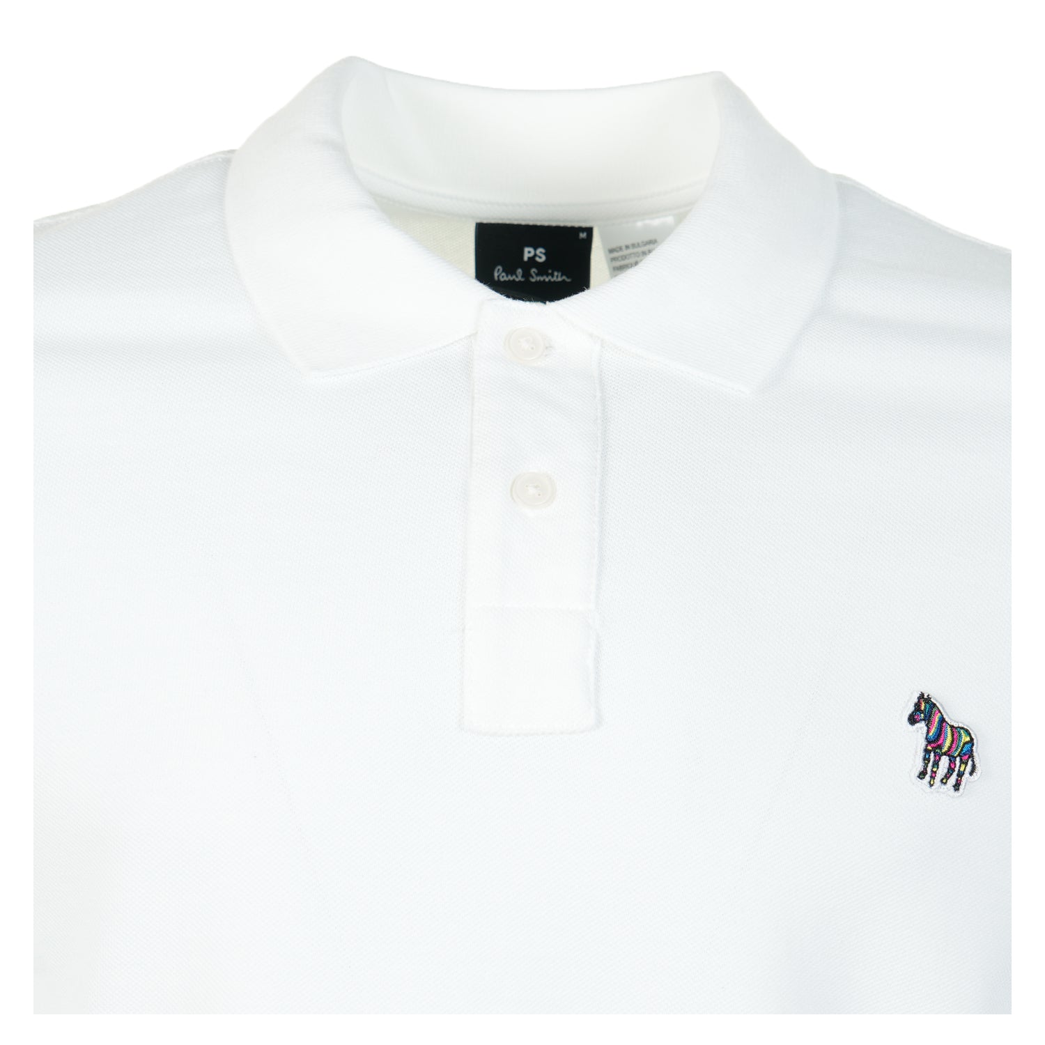 Regular Fit Long Sleeve Zebra Polo Shirt White