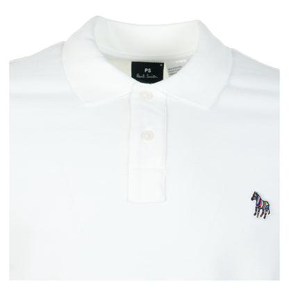 Regular Fit Long Sleeve Zebra Polo Shirt White
