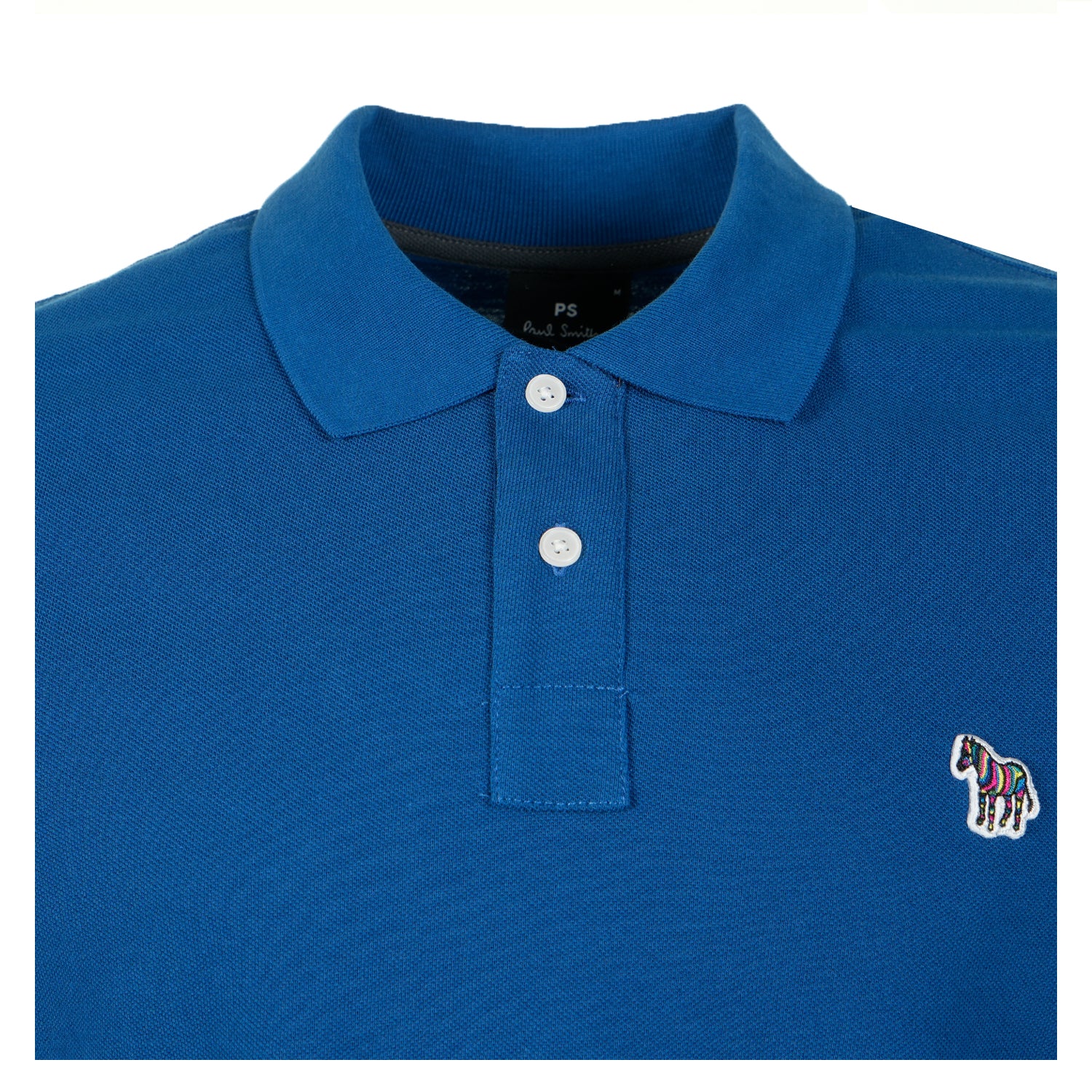Regular Fit Short Sleeve Zebra Polo Shirt Cobalt Blue