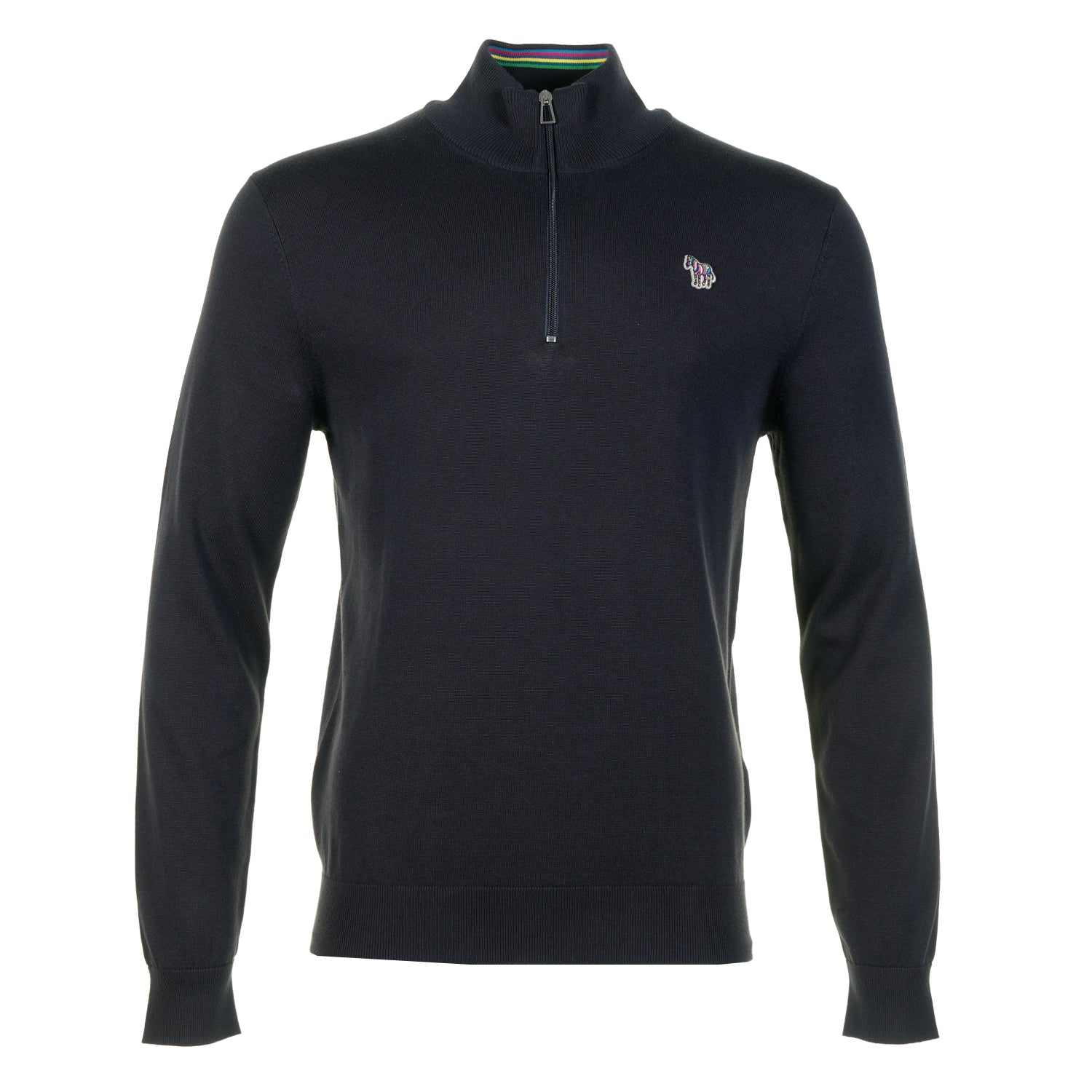 Knitted Zebra Quarter Zip Jumper Very Dark Navy