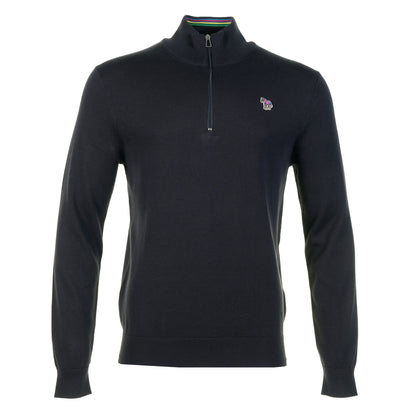 Knitted Zebra Quarter Zip Jumper Very Dark Navy