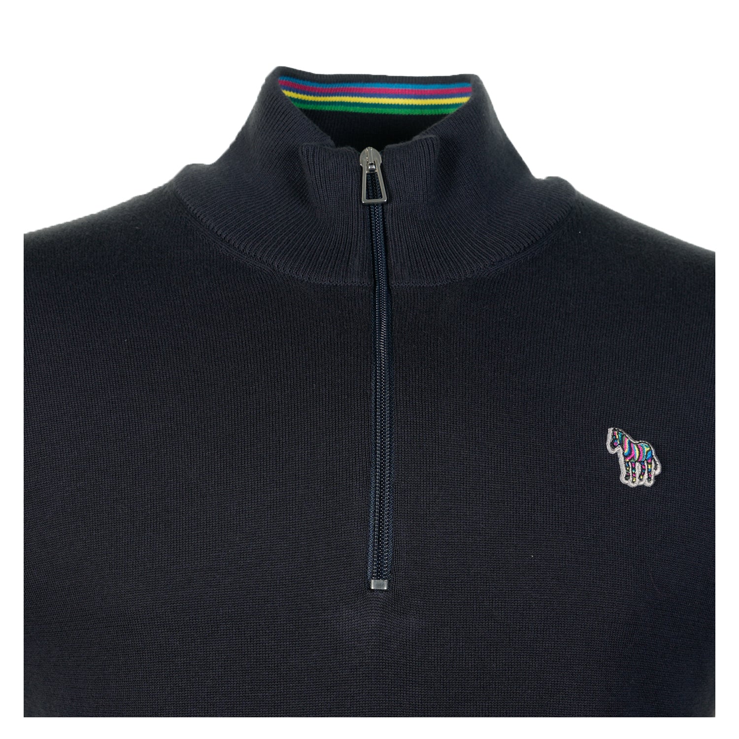 Knitted Zebra Quarter Zip Jumper Very Dark Navy