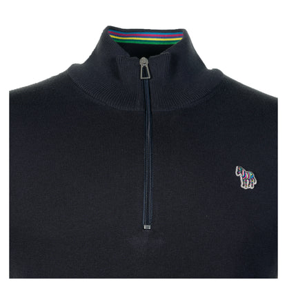 Knitted Zebra Quarter Zip Jumper Very Dark Navy