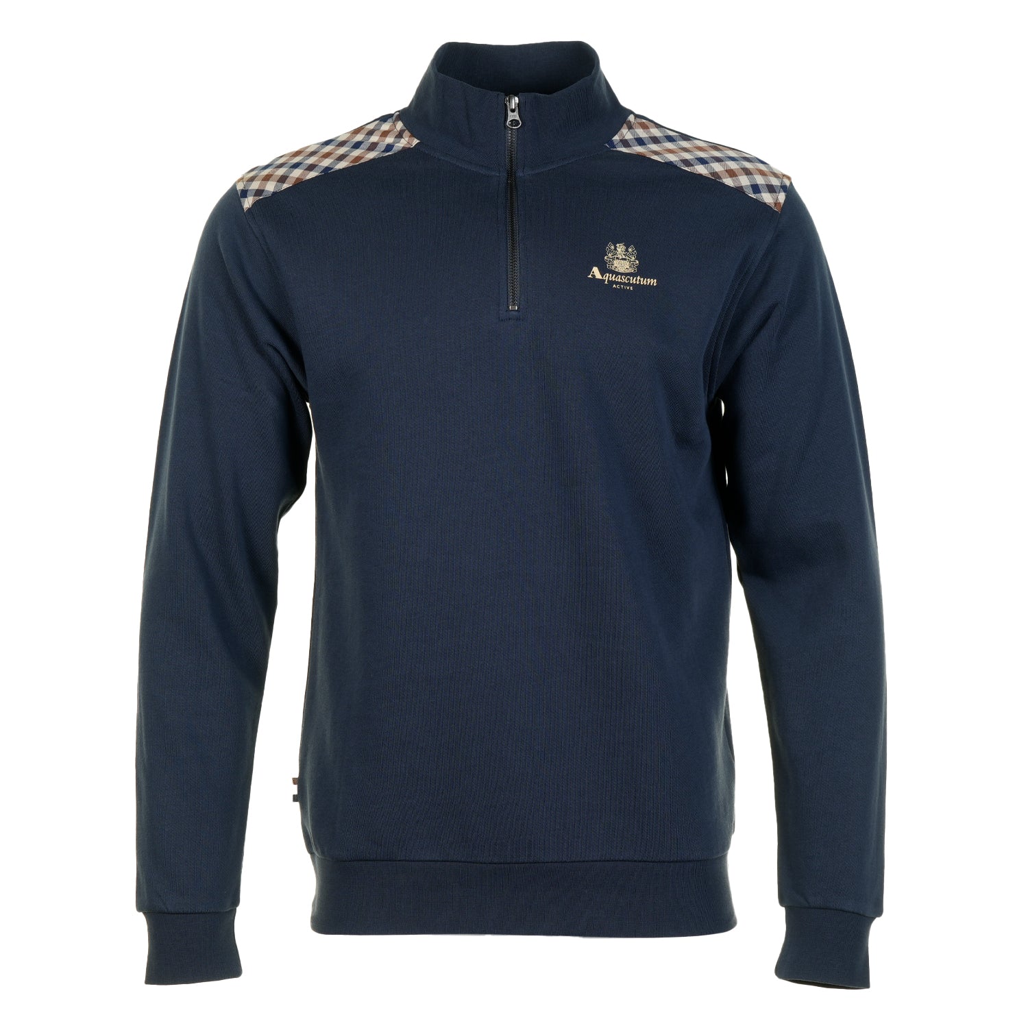Active Club Check Shoulder Quarter Zip Navy