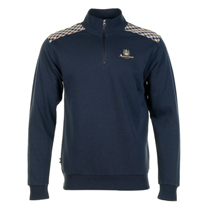 Active Club Check Shoulder Quarter Zip Navy