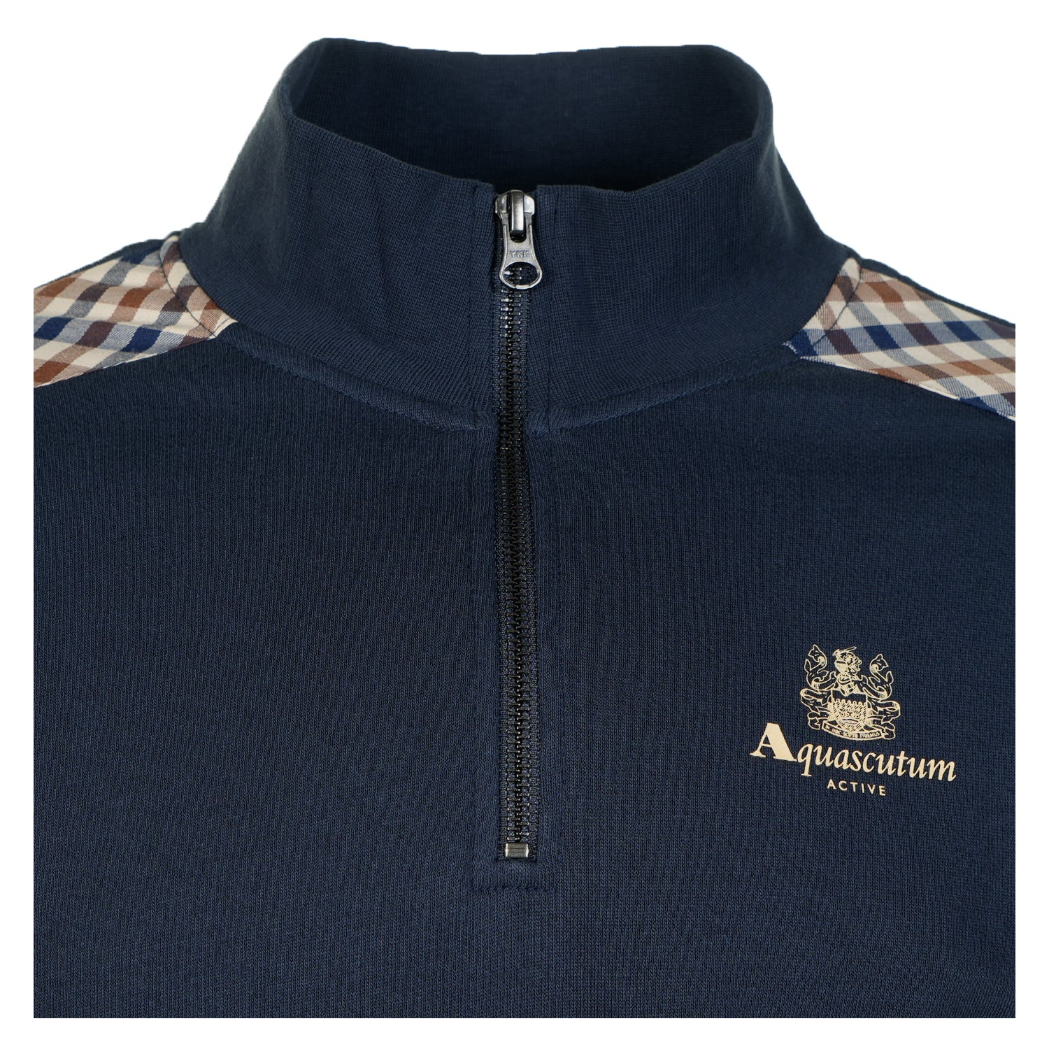 Active Club Check Shoulder Quarter Zip Navy