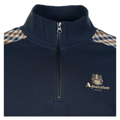 Active Club Check Shoulder Quarter Zip Navy