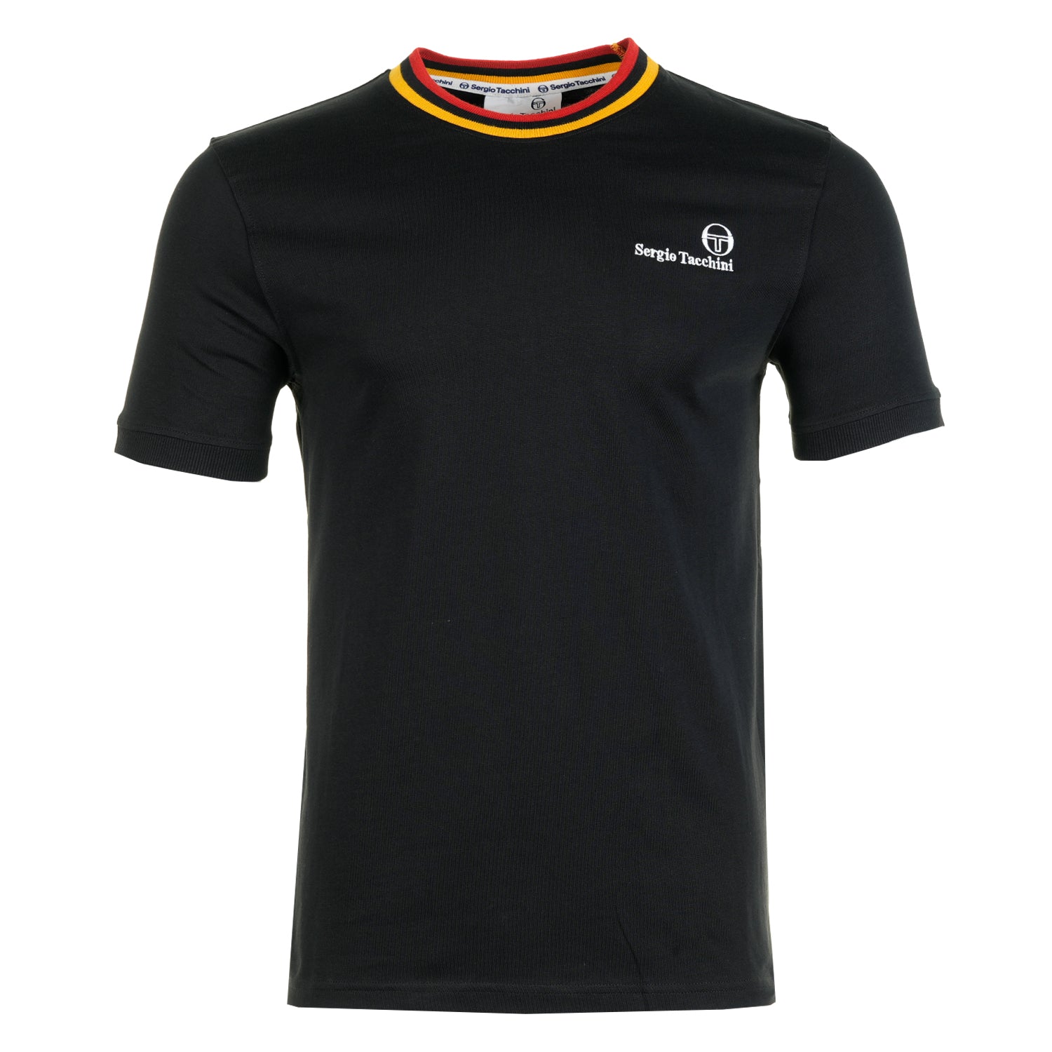 Sergio Tacchini Rainer FC T Shirt Black Old Gold Adrenaline Rush