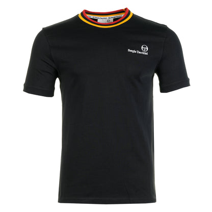 Sergio Tacchini Rainer FC T Shirt Black Old Gold Adrenaline Rush