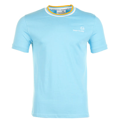 Sergio Tacchini Rainer FC T Shirt Baltic Sea White Old Gold