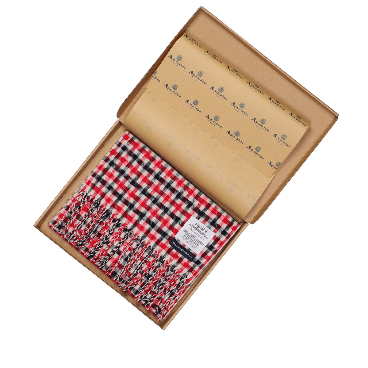 Merino Wool Check Scarf Red