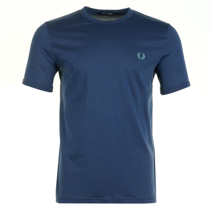 Ringer T Shirt Tennis Blue