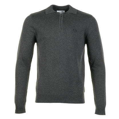 Roberto Knitted Long Sleeve Polo Charcoal Marl