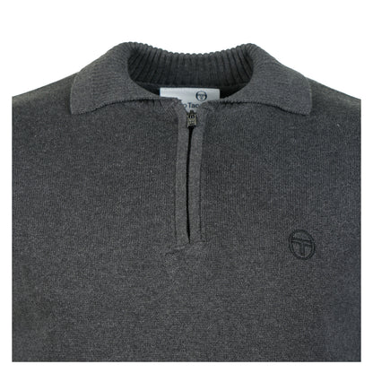 Roberto Knitted Long Sleeve Polo Charcoal Marl