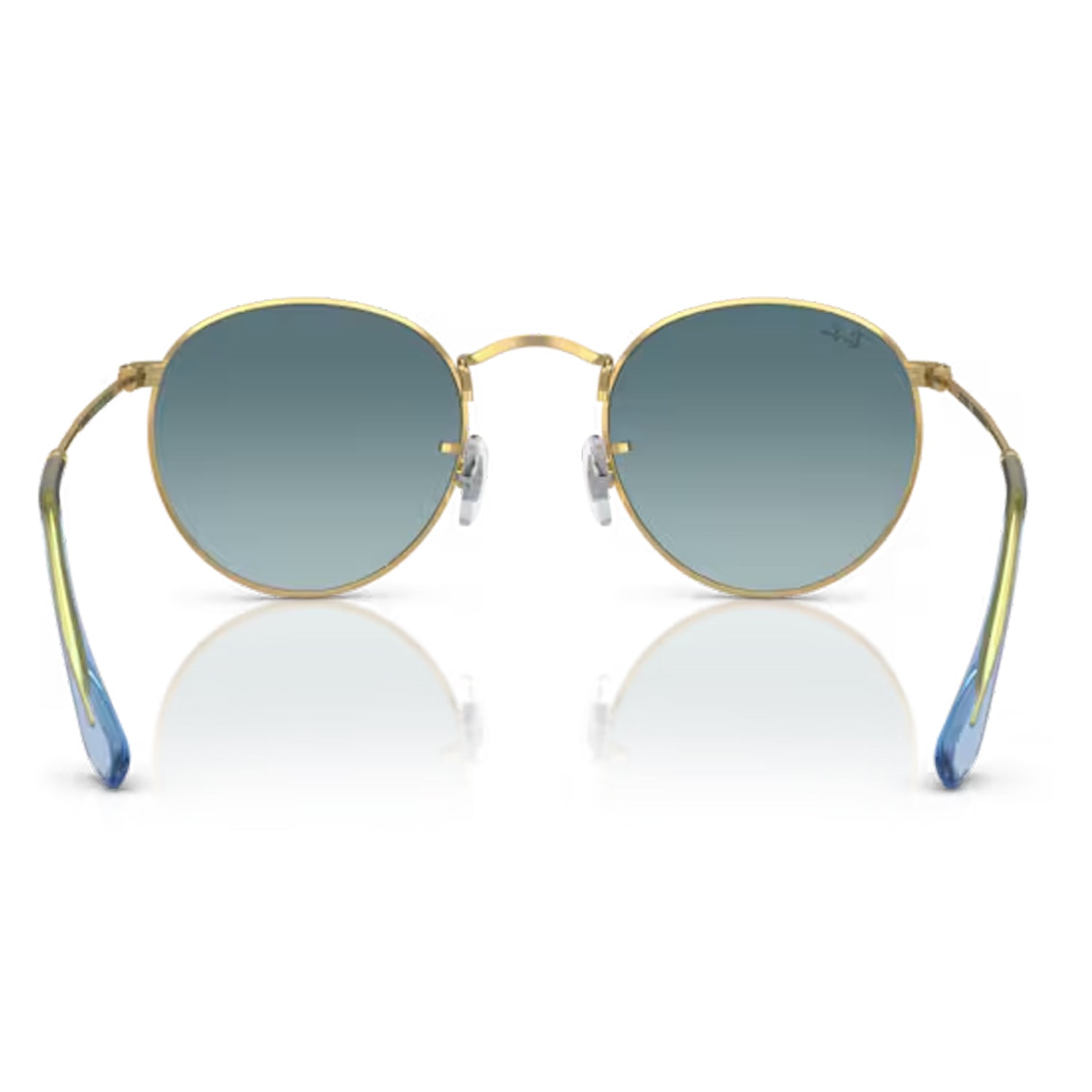Round Metal Flat Lenses Gold / Blue Gradient Grey
