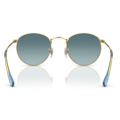 Round Metal Flat Lenses Gold / Blue Gradient Grey